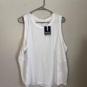 DSG Womens Run Tank White Sleeveless Mesh Ventilated Running Top XL DAW21200